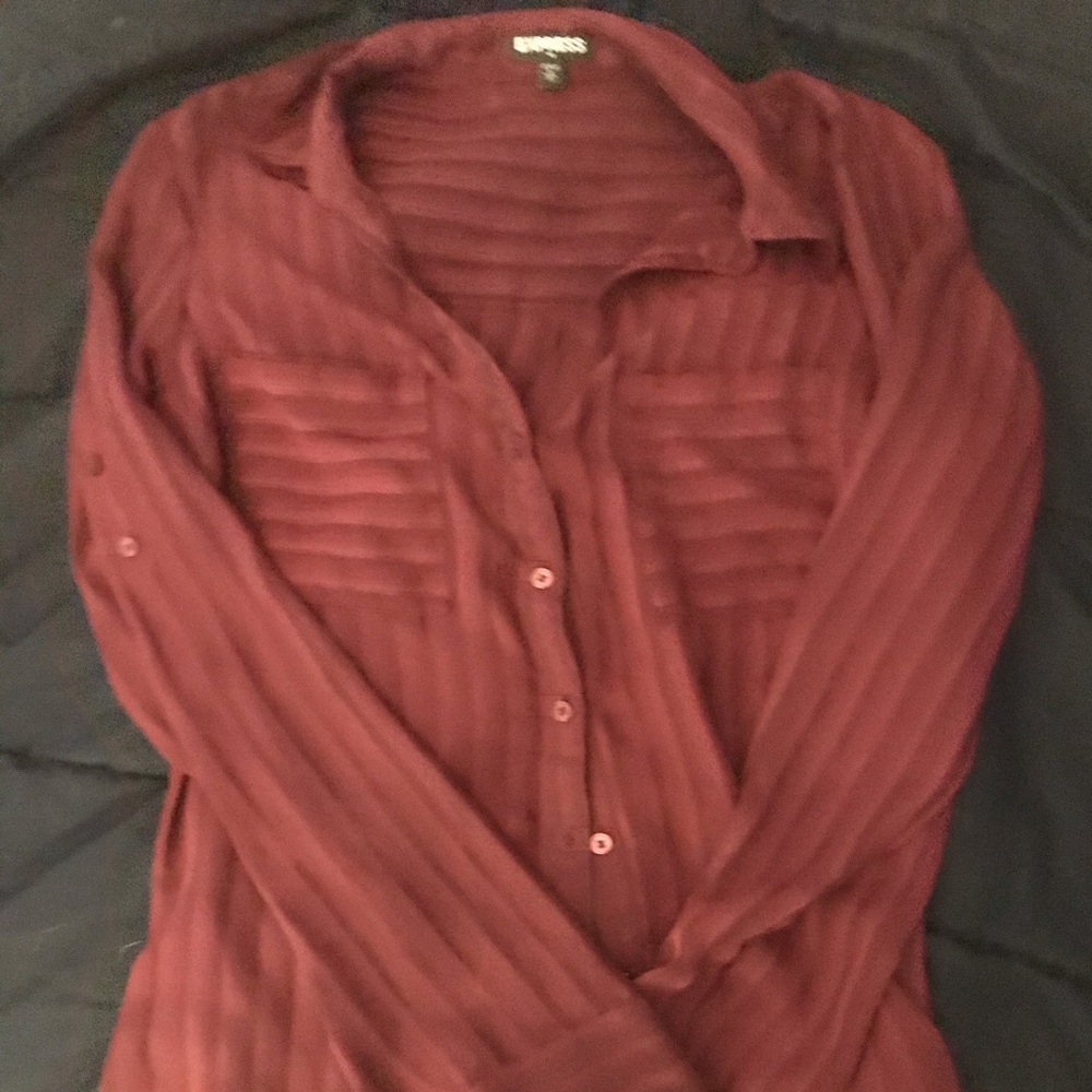 Maroon express long sleeve dress shirt size small